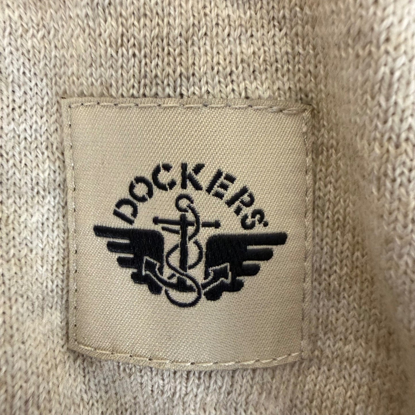 Dockers Mens Quarter Zip Sweater Small Beige Heather Mock Neck Cotton Blend NWT