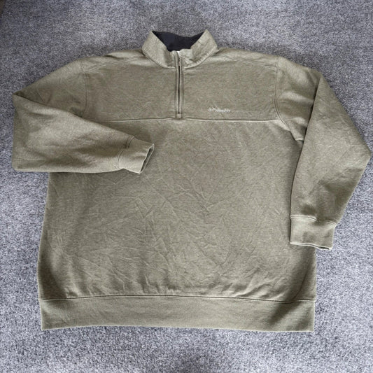 Columbia Mens XXL Olive Green Heather Quarter Zip Fleece Pullover Sweatshirt