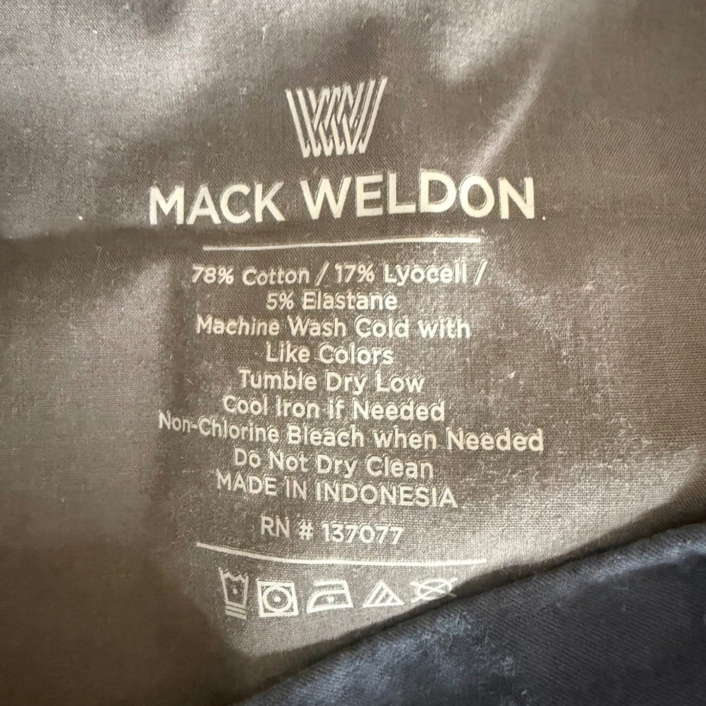Mack Weldon Maverick Tech Chino Pants Mens 34x32 Navy Blue Stretch Performance