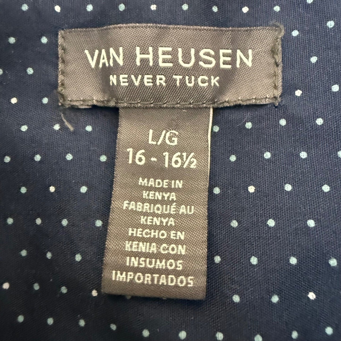 Van Heusen Never Tuck Mens Large Red Blue Buffalo Check Button Down Shirt Casual