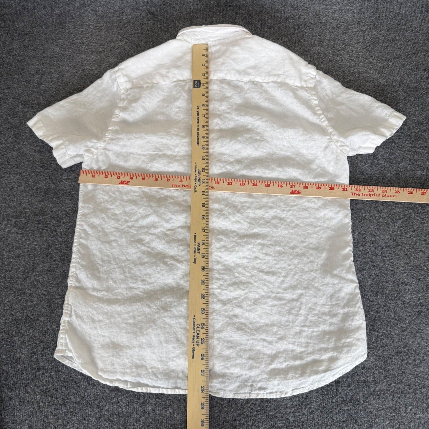 Faherty White Linen Shirt Mens Large Short Sleeve Button Up Casual Summer Beach