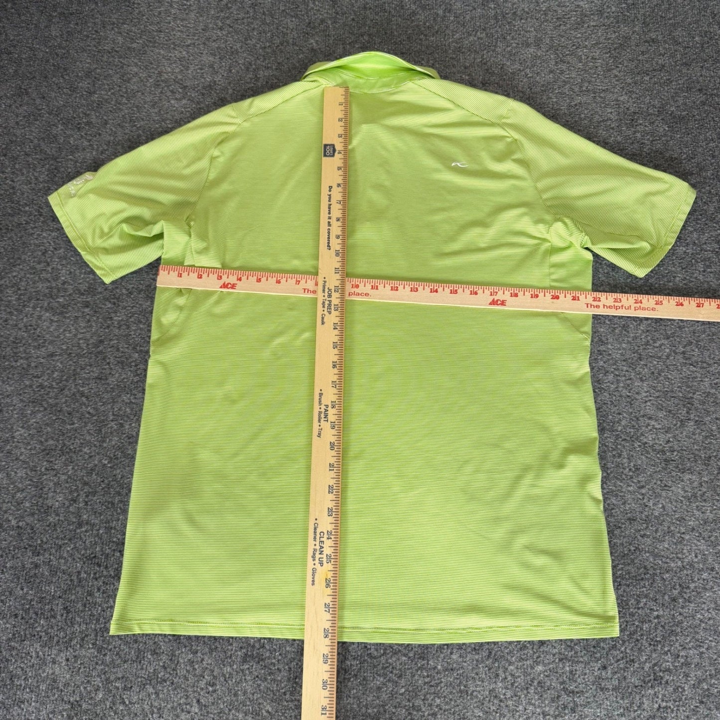 Kjus Mens Soren Stripe Polo Shirt Lime Green Golf UPF 50+ Medium Short Sleeve