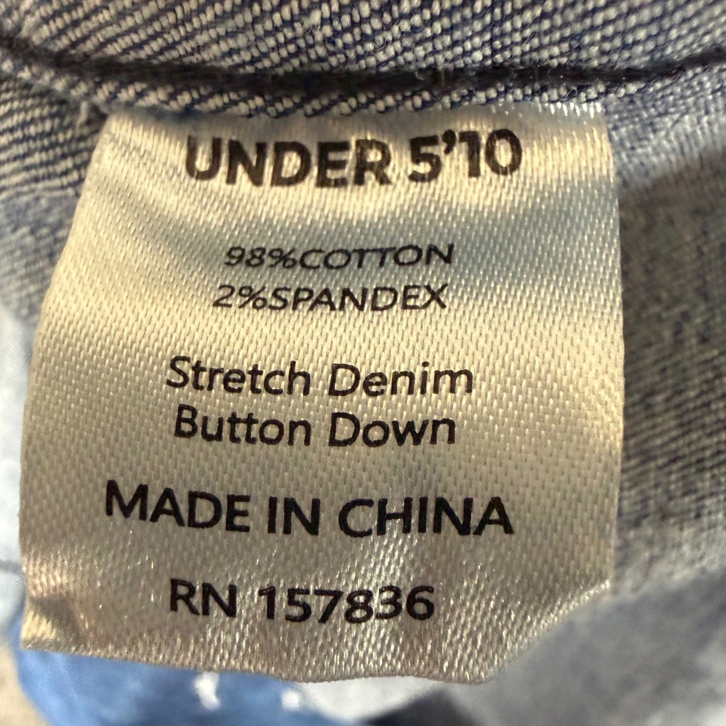 Under 510 Shirt Mens Small Blue Stretch Denim Long Sleeve Button Down Casual