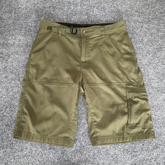 prAna Zion Stretch Short Mens 33 Olive Green Cargo Hiking Outdoor Durable Travel