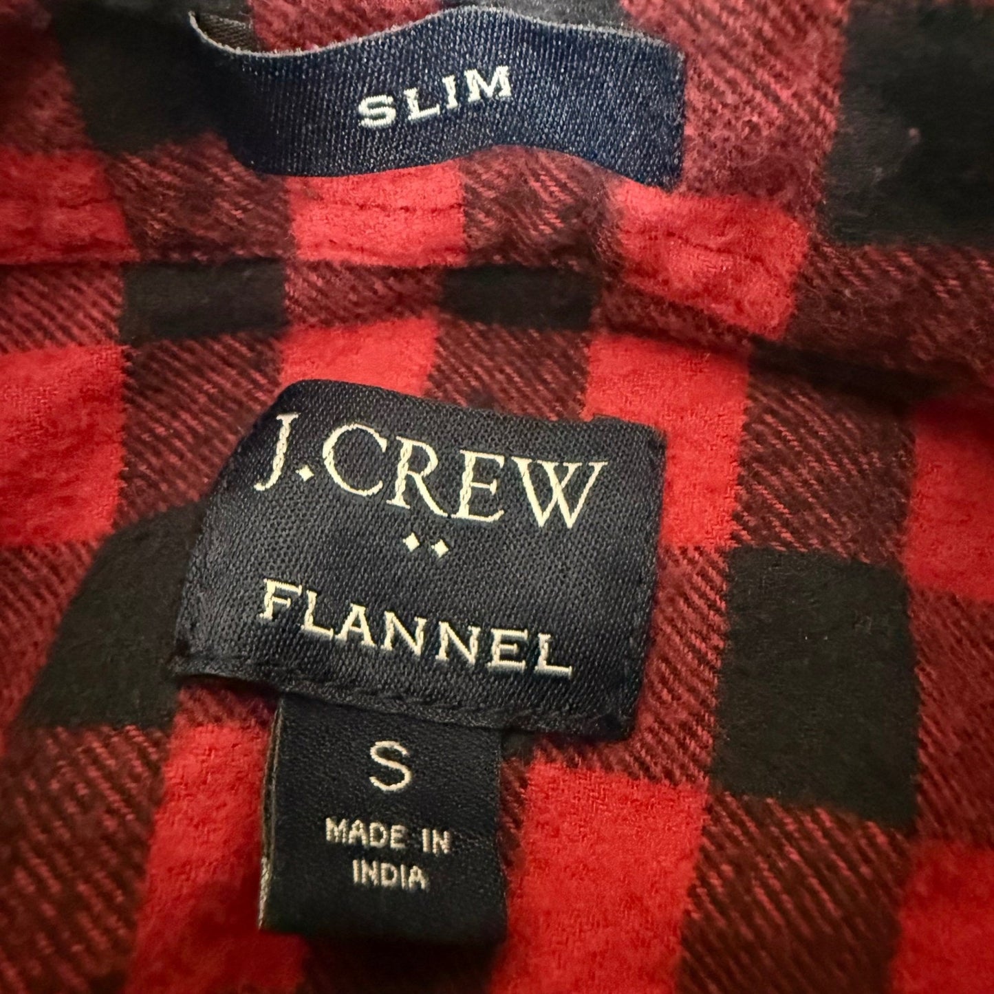 J.Crew Mens Slim Fit Flannel Shirt Red Black Buffalo Check Plaid Small Casual