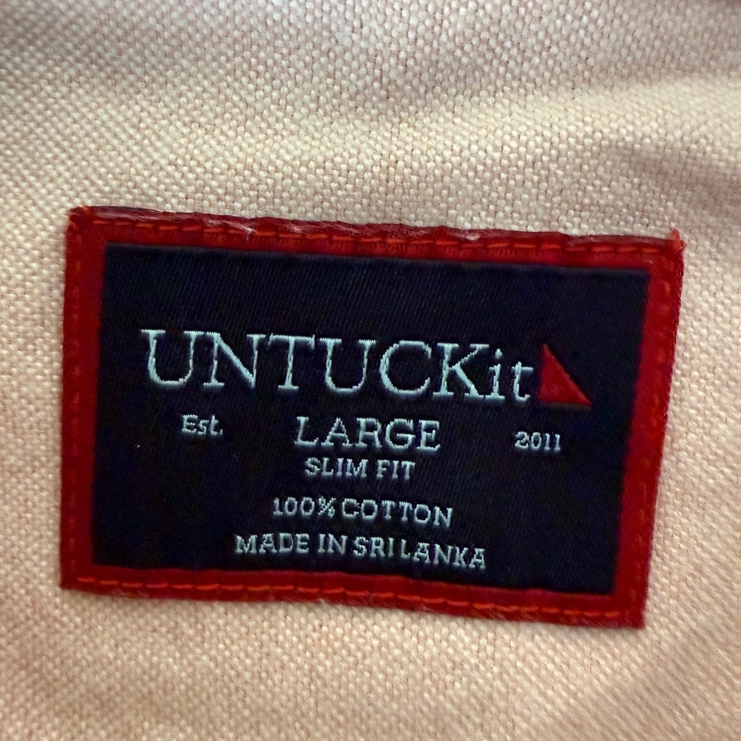 UNTUCKit Men Large Slim Fit Peach Pink Cotton Button Up Oxford Shirt Long Sleeve