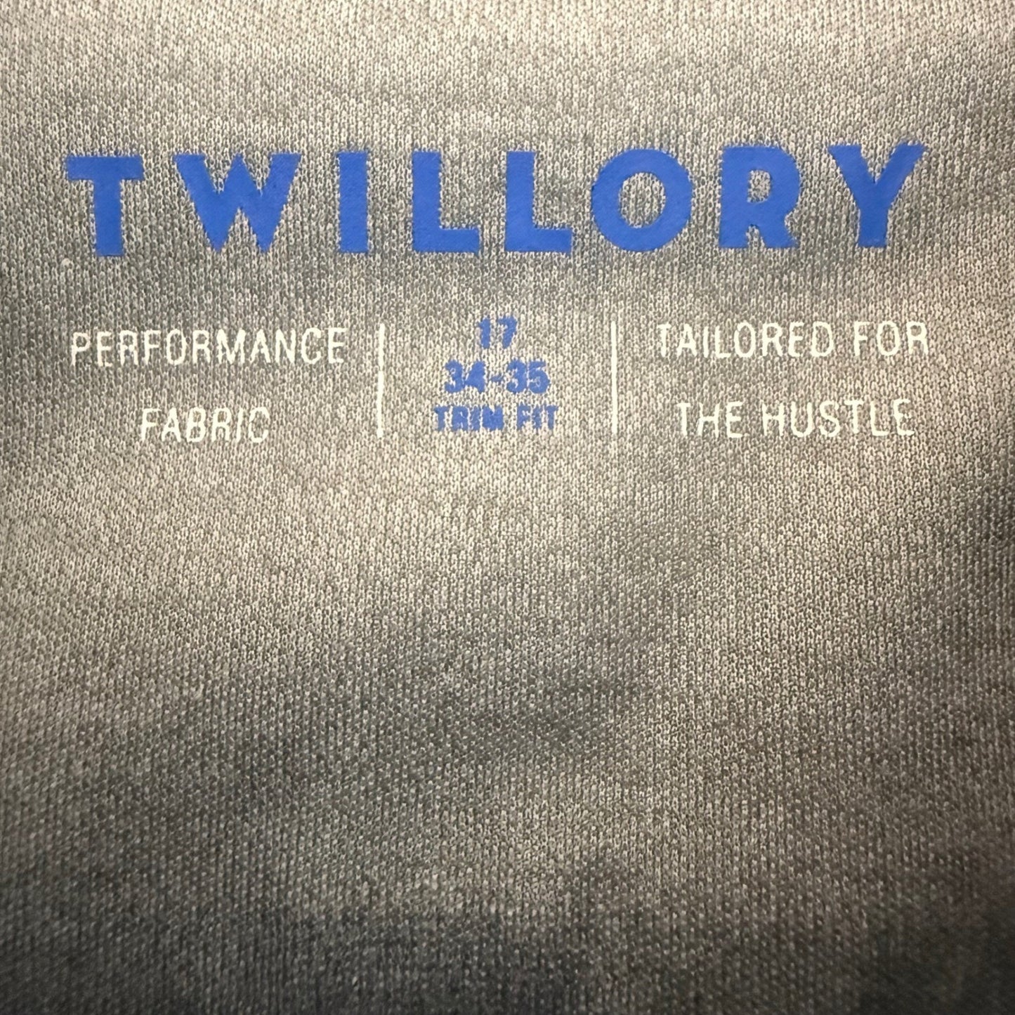 Twillory Performance Dress Shirt Mens 17 34/35 Trim Fit Navy Blue Stretch Office