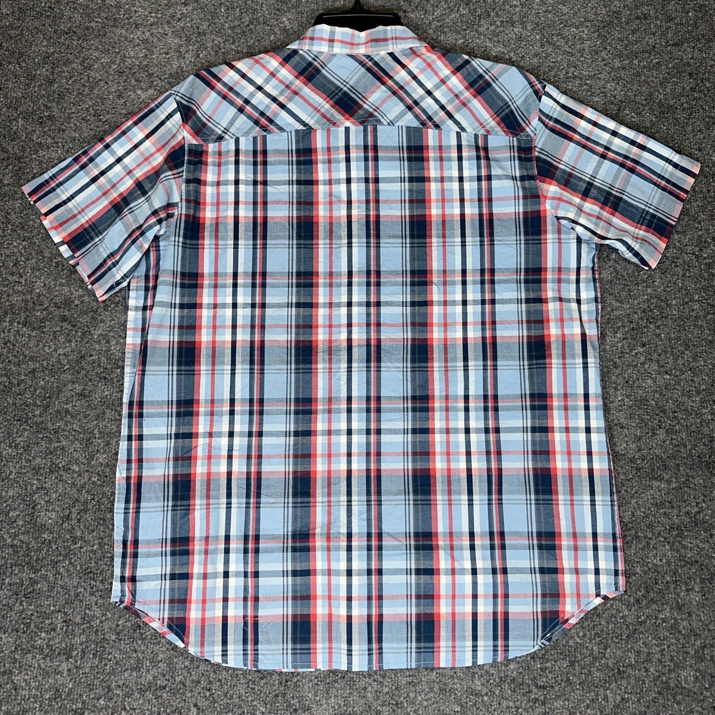 Columbia Shirt Mens Large Blue Plaid Short Sleeve Button Up Pocket Casual Cotton