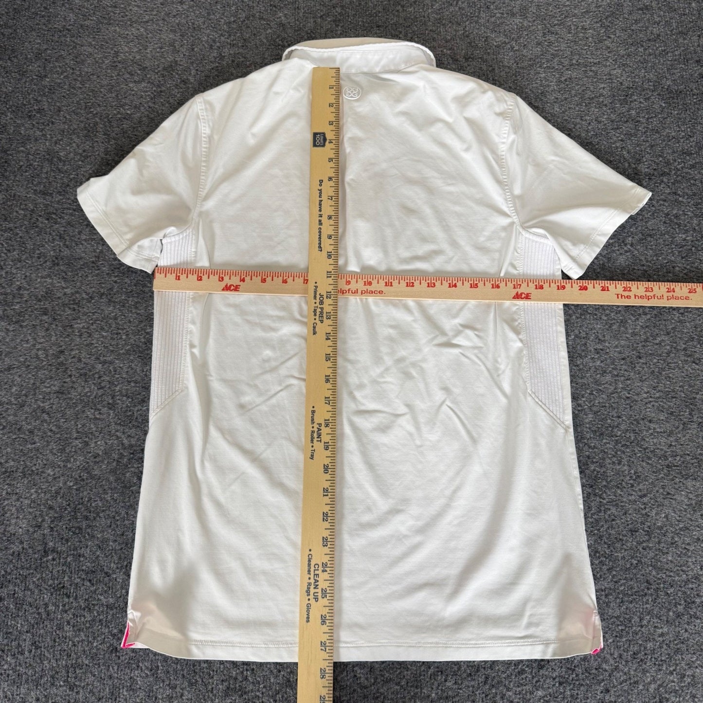 G/FORE Mens Small White Short Sleeve Performance Golf Polo Shirt Stretch Casual