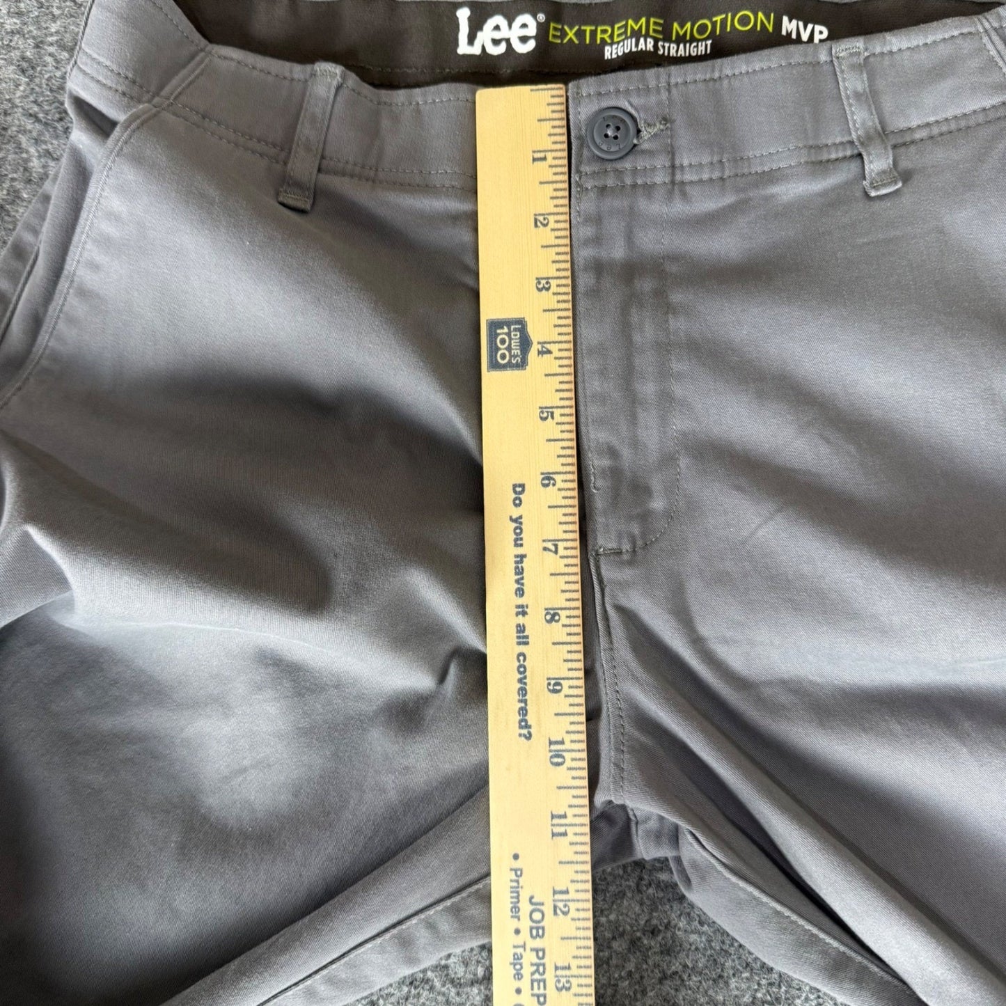 Lee Extreme Motion MVP Mens Gray Regular Straight Leg Chino Pants 34x30 Casual