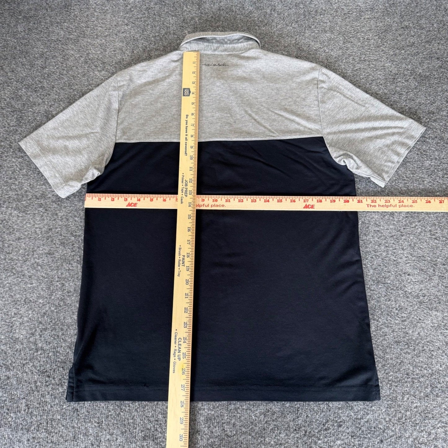 Travis Mathew Polo Shirt Mens Medium Gray Black Golf Casual Short Sleeve Stretch