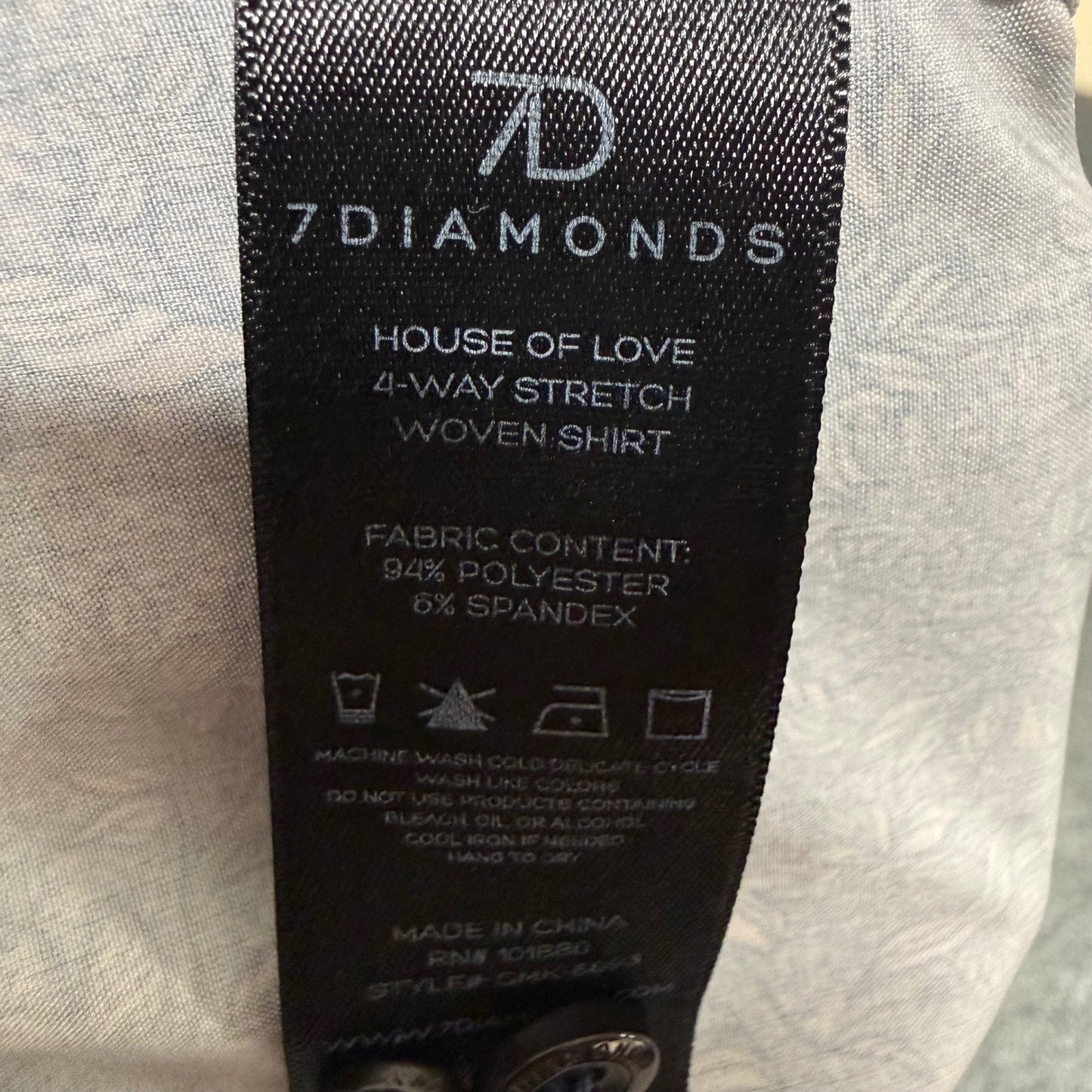 7Diamonds 4-Way Stretch Shirt Mens L Blue Floral Short Sleeve Button Up Casual