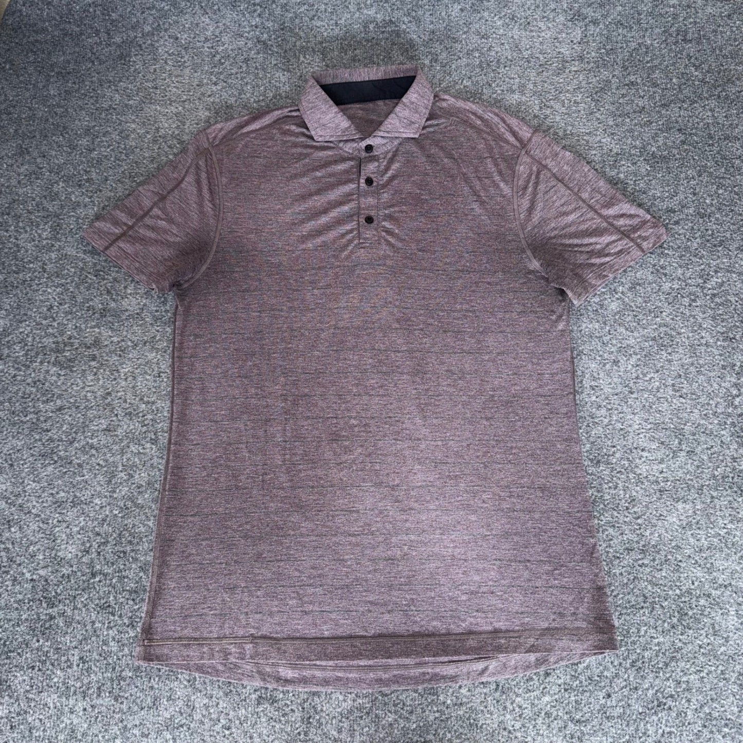 Lululemon Mens Evolution Polo Shirt Burgundy Striped Large Short Sleeve Golf