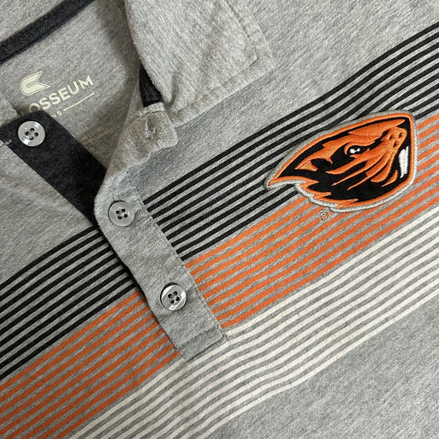 Oregon State Beavers Polo Shirt Mens Medium Grey Short Sleeve College NCAA Adult