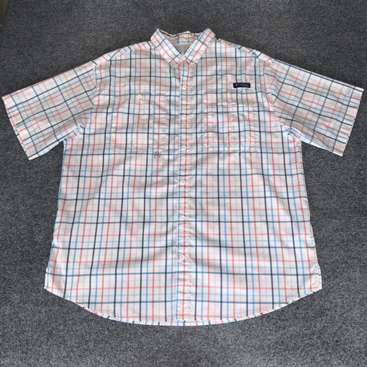 Columbia PFG Fishing Shirt Mens XL Plaid Short Sleeve Omni Shade Outdoor Casual
