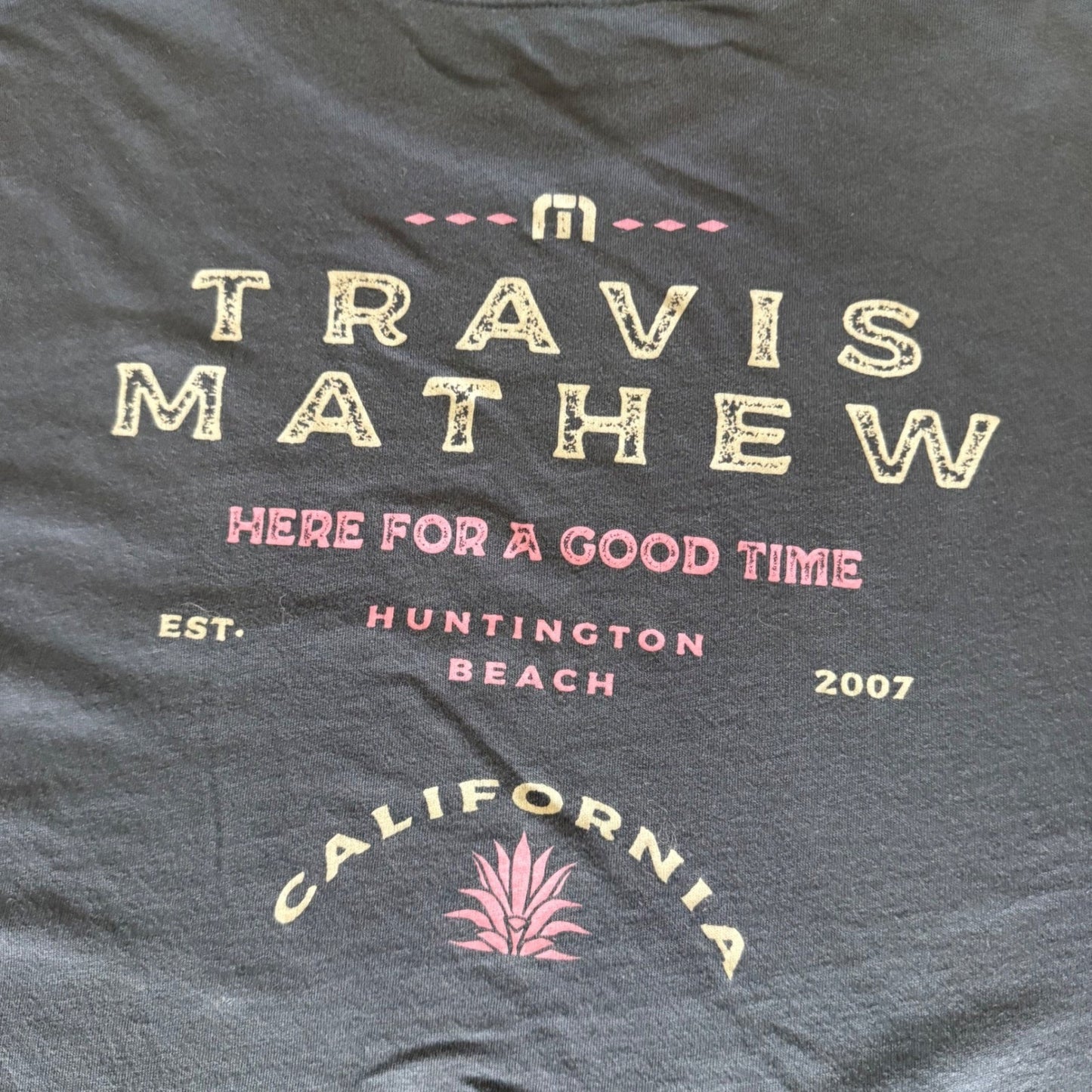 Travis Mathew Mens Medium Navy Blue Long Sleeve Graphic Tee Casual Golf T-Shirt