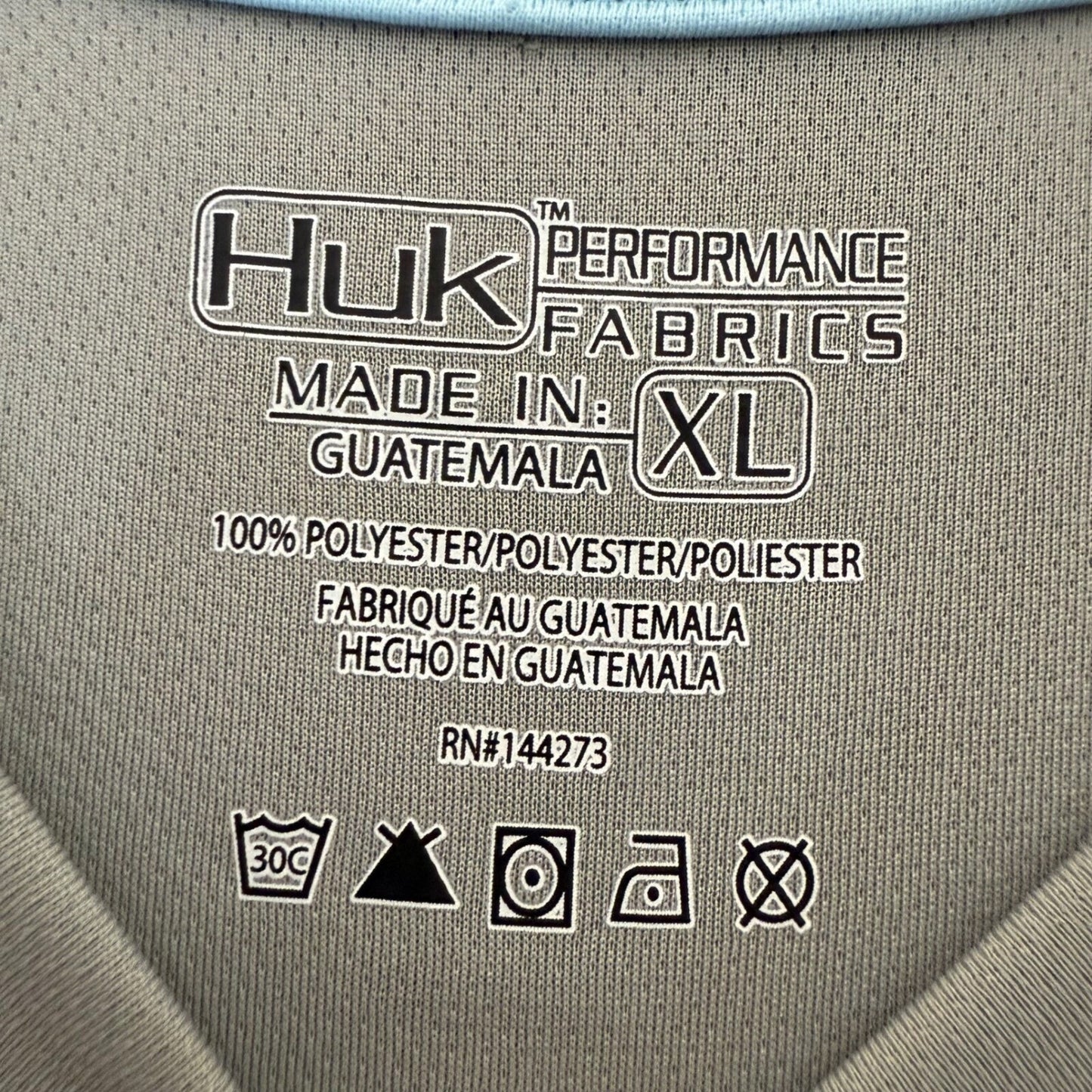 Huk Performance Fishing Shirt Long Sleeve Moisture Wicking Gray XL
