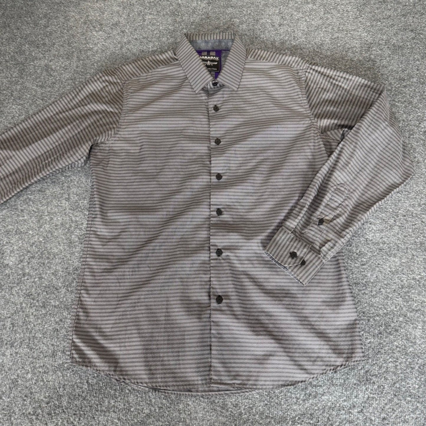 Barabas Shirt Mens Medium Grey Herringbone Long Sleeve Button Down Casual Modern