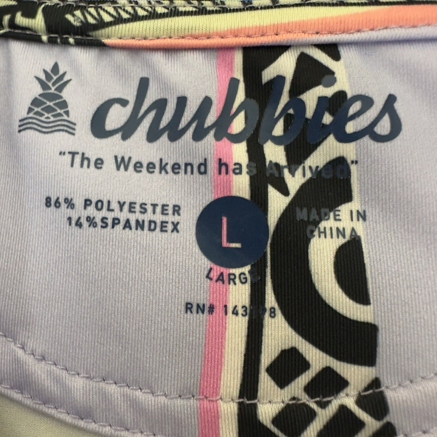 Chubbies Polo Shirt Mens L Purple Palm Tree Performance Golf Preppy Casual Adult