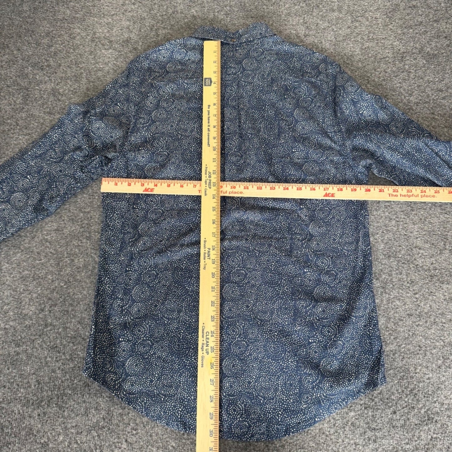 Rhythm. Mens Large Blue Geometric Dot Print Button Down Shirt Long Sleeve Casual