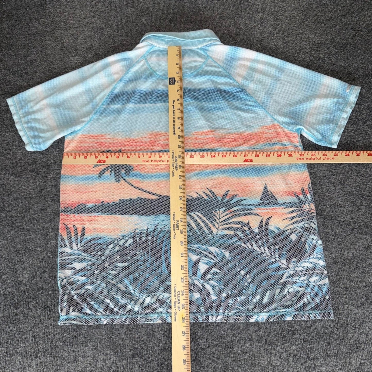 Tommy Bahama IslandZone Polo Shirt Mens Large Tropical Palm Tree Beach Sunset