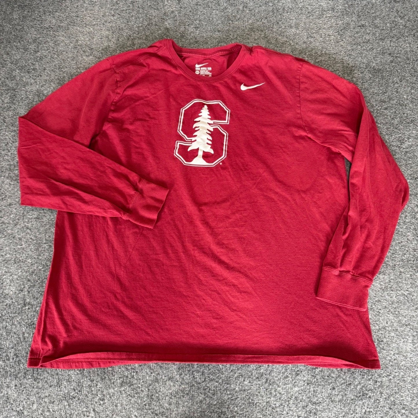 Nike Stanford University Long Sleeve Tee Mens XXL Cardinal Red Athletic Shirt