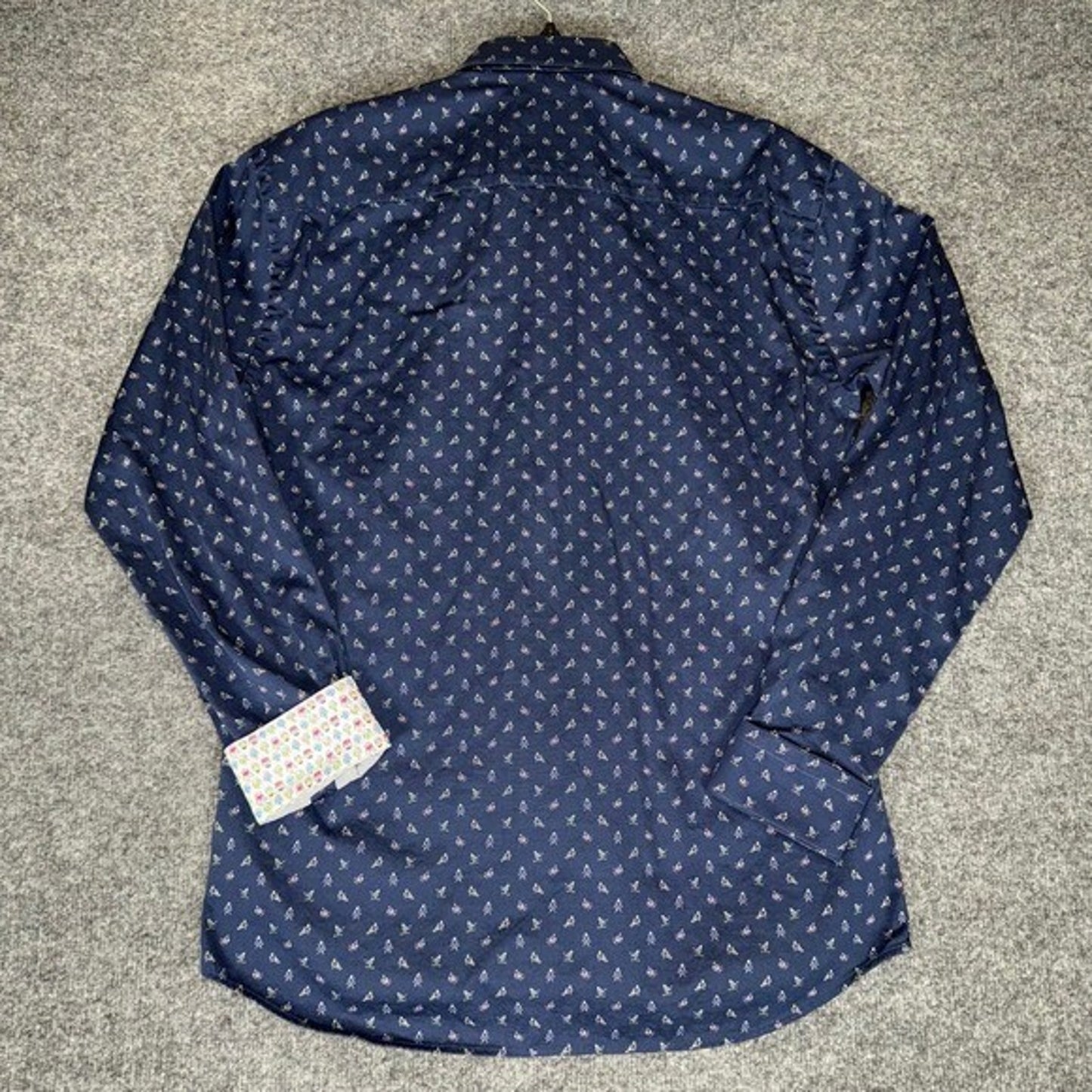 Maceoo Shirt Mens Medium Blue Geometric Button Up Long Sleeve Casual Dressy