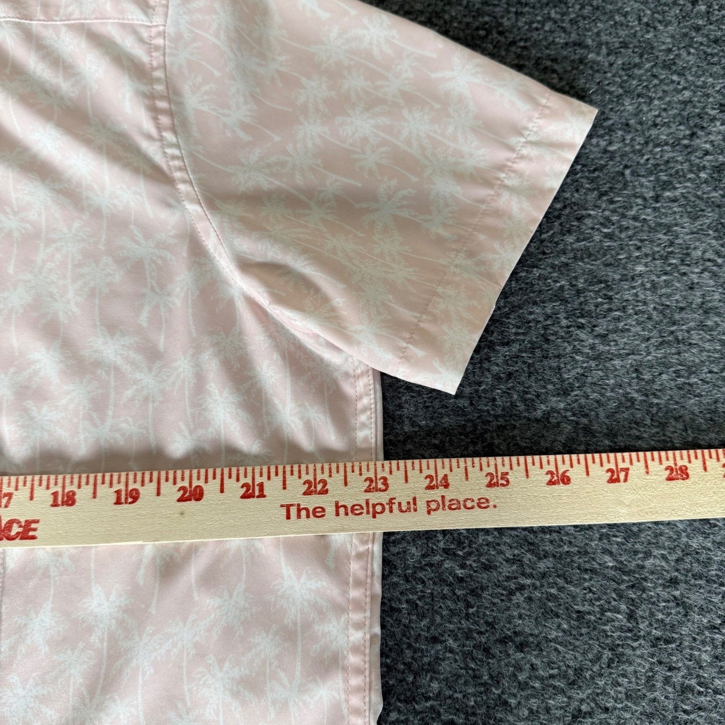 Mizzen+Main Mens Pink Palm Tree Button Down Shirt M Short Sleeve Casual Stretch