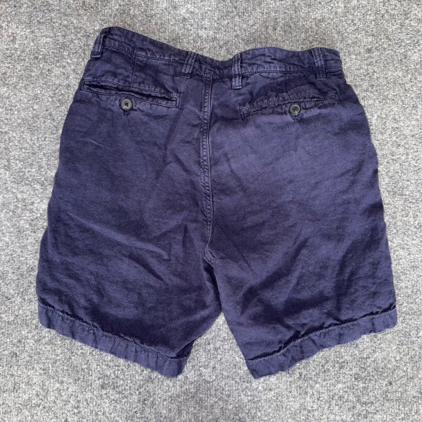 John Varvatos Shorts Mens 29 Blue Linen Blend Flat Front Casual Summer Comfort