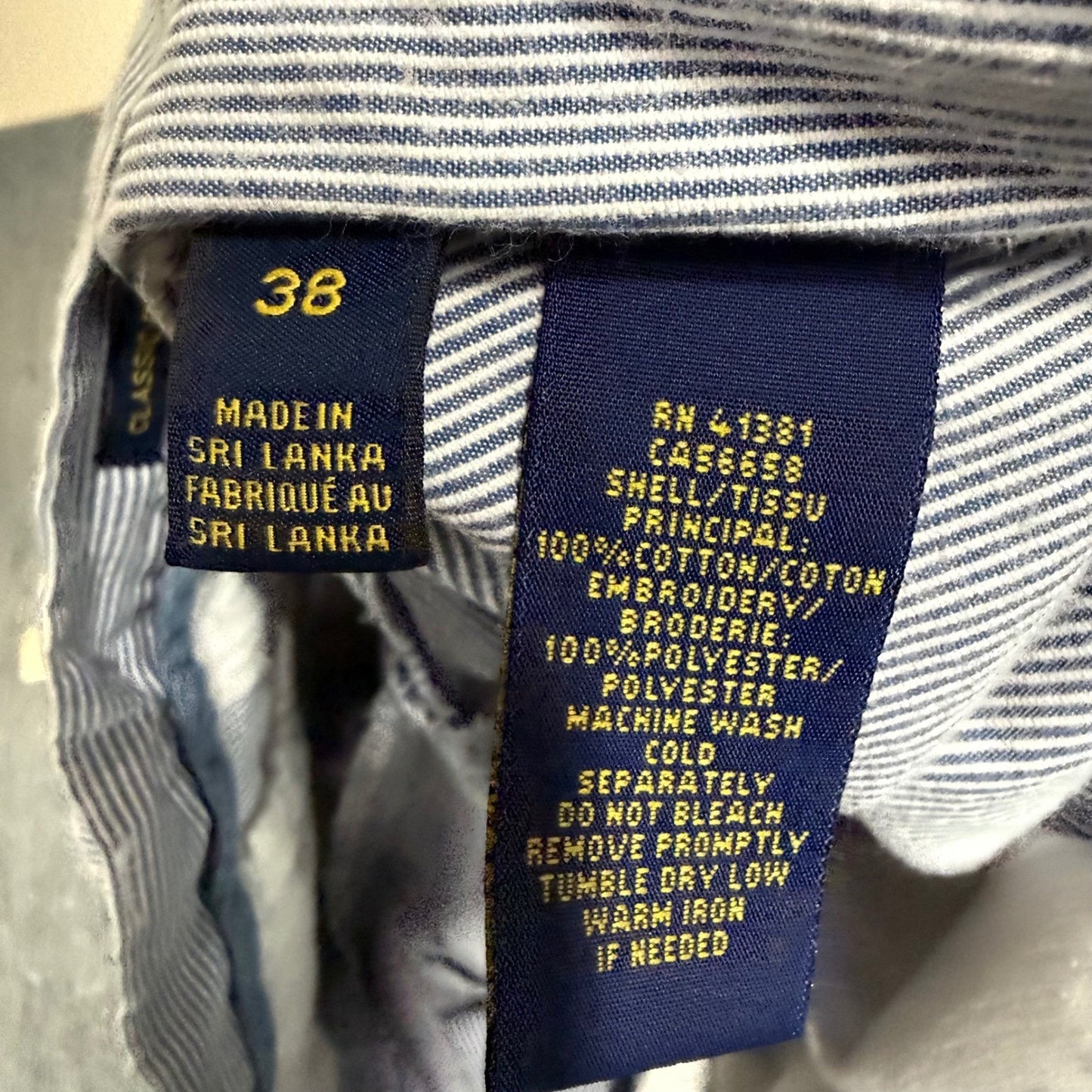 Polo Ralph Lauren Seersucker Shorts Mens 38 Blue Striped AOP Pony Embroidered