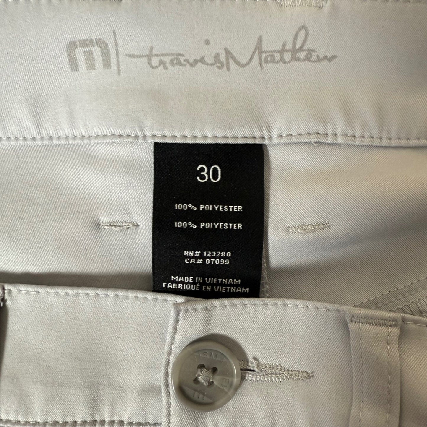 Travis Mathew Golf Pants Men's 30x27 Gray Chino Low Rise Stretch Athletic Casual