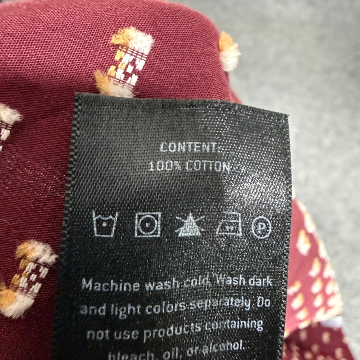 7 Diamonds Mens Large Short Sleeve Button Up Shirt Maroon Geometric Print Cotton