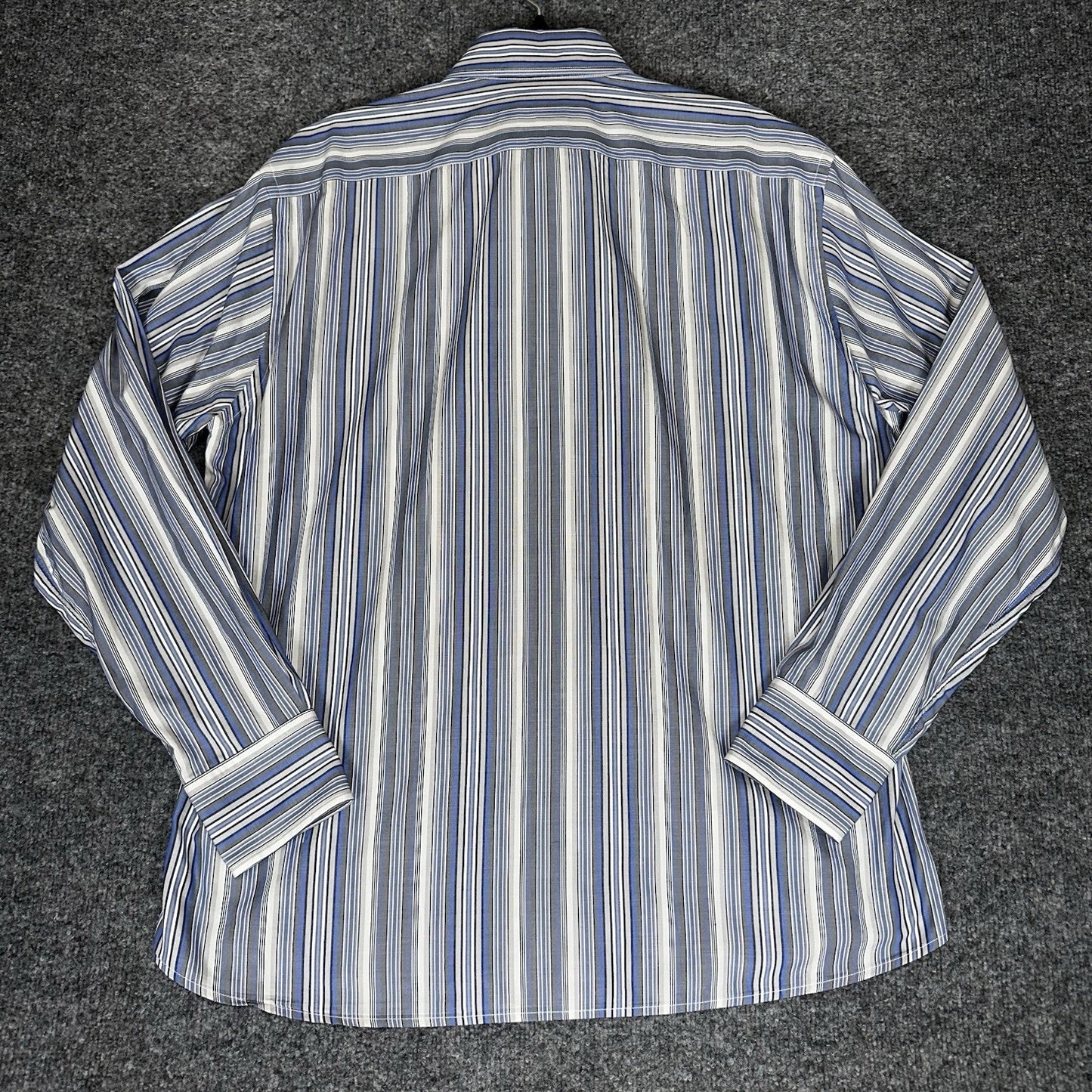Faconnable Shirt Mens Large Blue Striped Casual Button Up Long Sleeve Adult