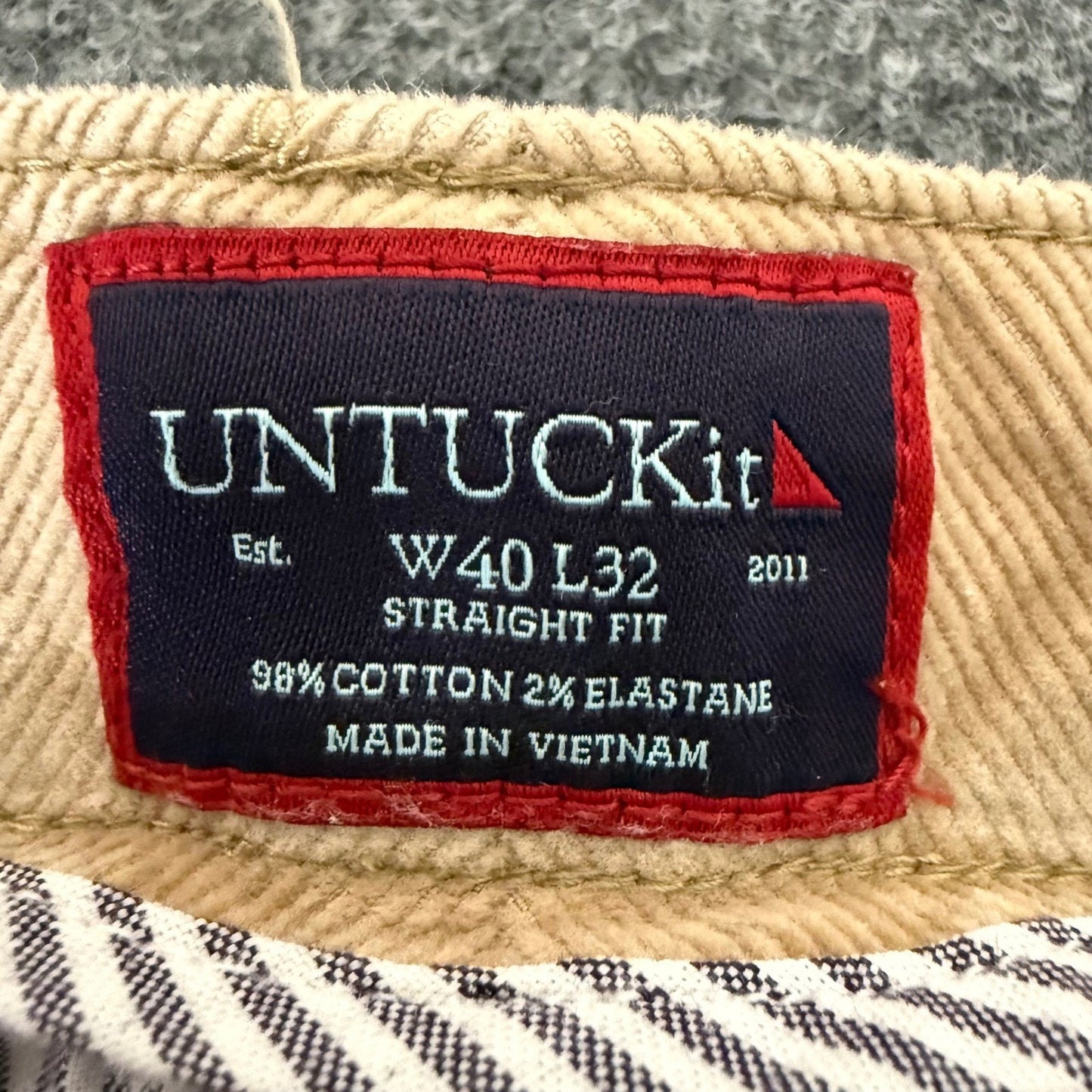 UNTUCKit Corduroy Pants Mens 40x32 Beige Casual Everyday Comfort Straight Leg