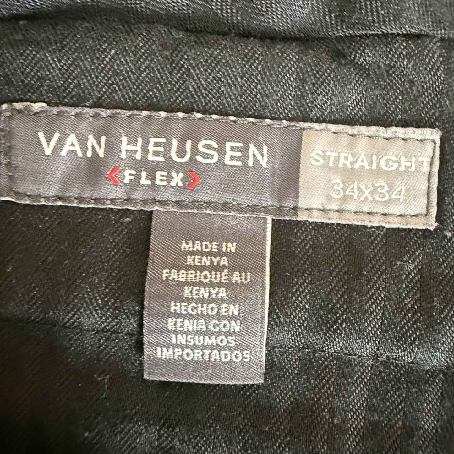 Van Heusen Flex Mens Straight Fit Dress Pants Gray 34x33 Stretch Trousers Office