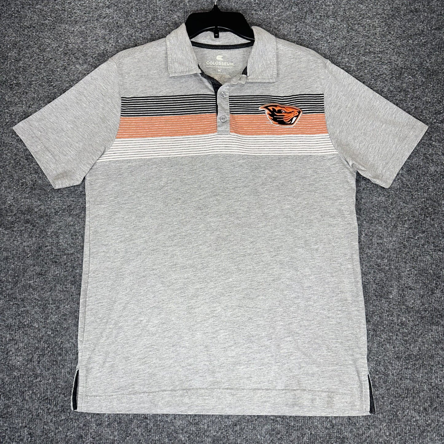 Oregon State Beavers Polo Shirt Mens Medium Grey Short Sleeve College NCAA Adult
