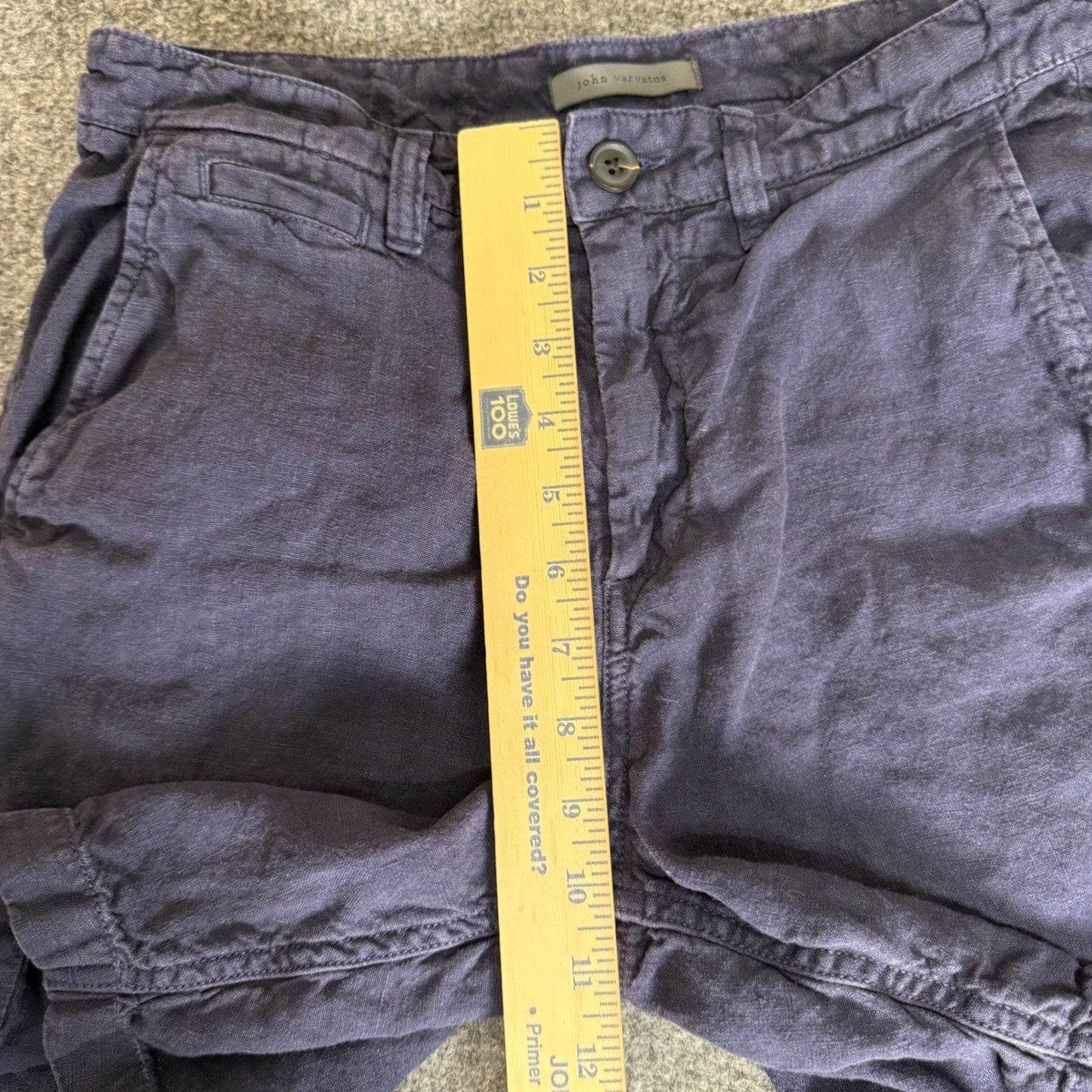 John Varvatos Shorts Mens 29 Blue Linen Blend Flat Front Casual Summer Comfort