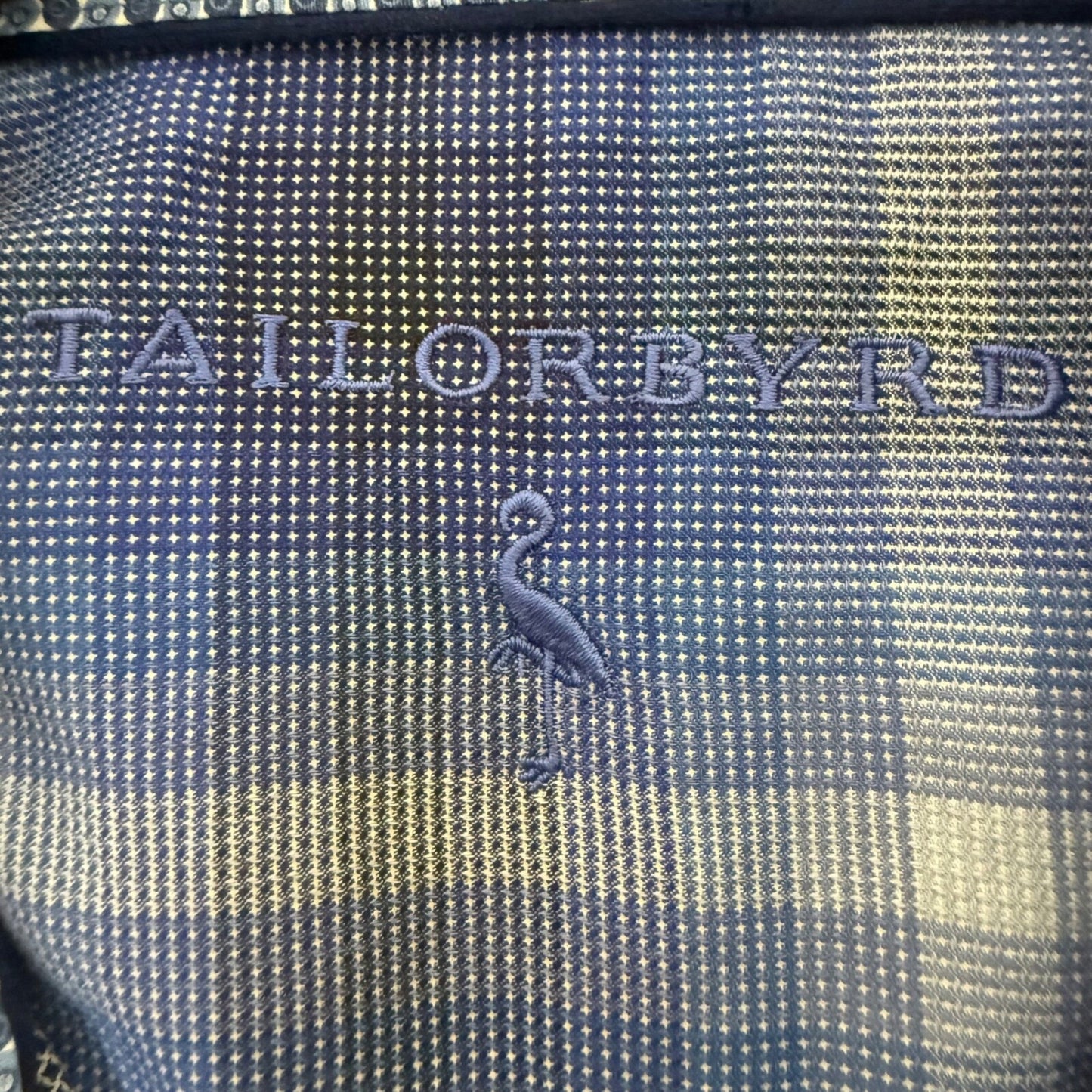 Tailorbyrd Shirt Men's Large Blue Plaid Button Up Long Sleeve Casual Cotton