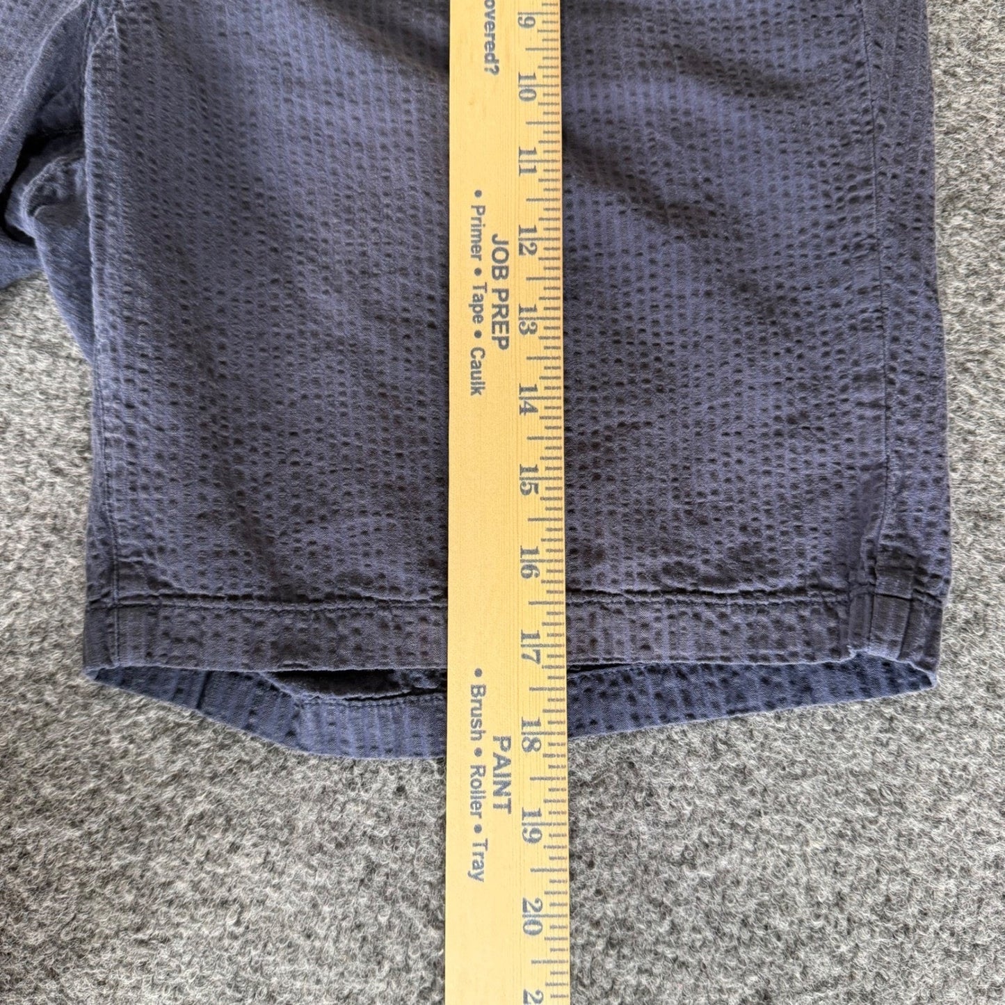 Outerknown Mens Large Navy Blue Seersucker Shorts Sustainable Casual Surf Summer