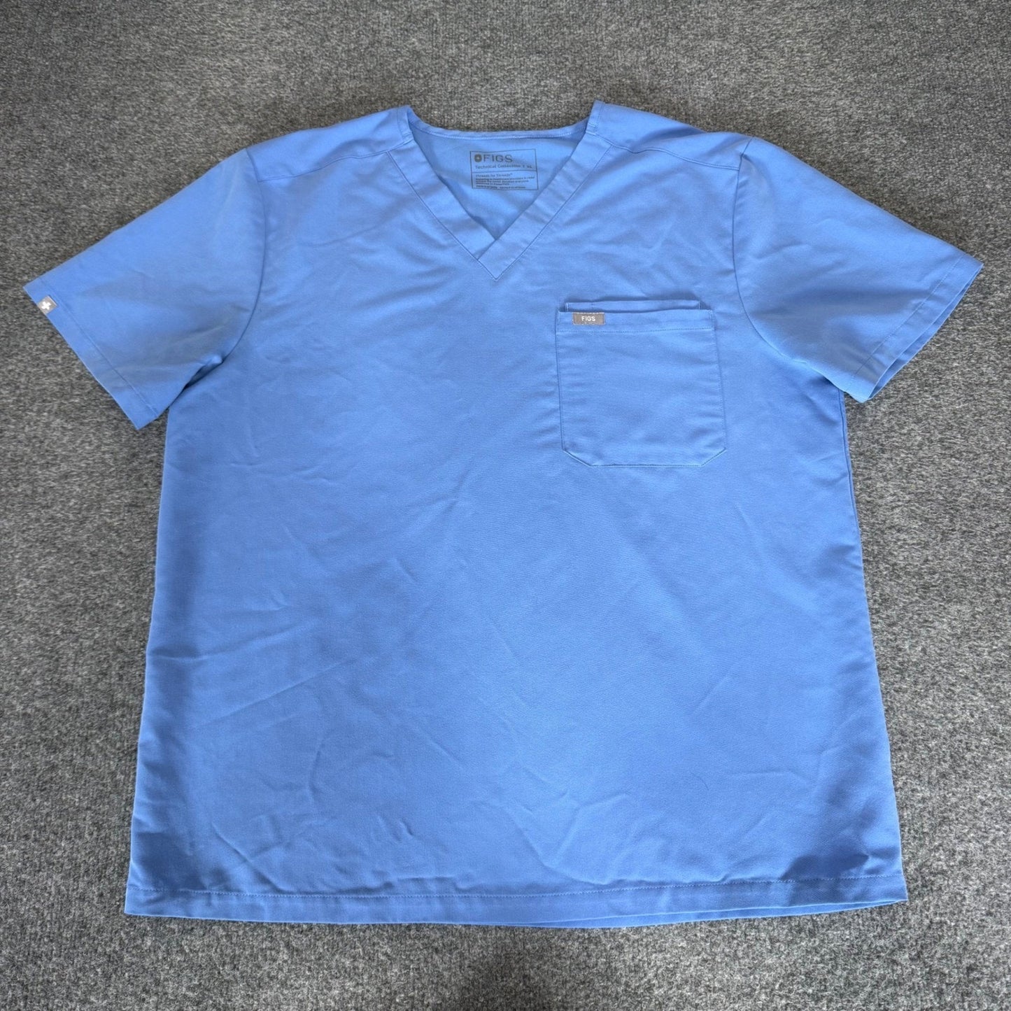 FIGS Leon Scrub Top Mens XL Ceil Blue V-Neck Medical Healthcare Uniform Shirt