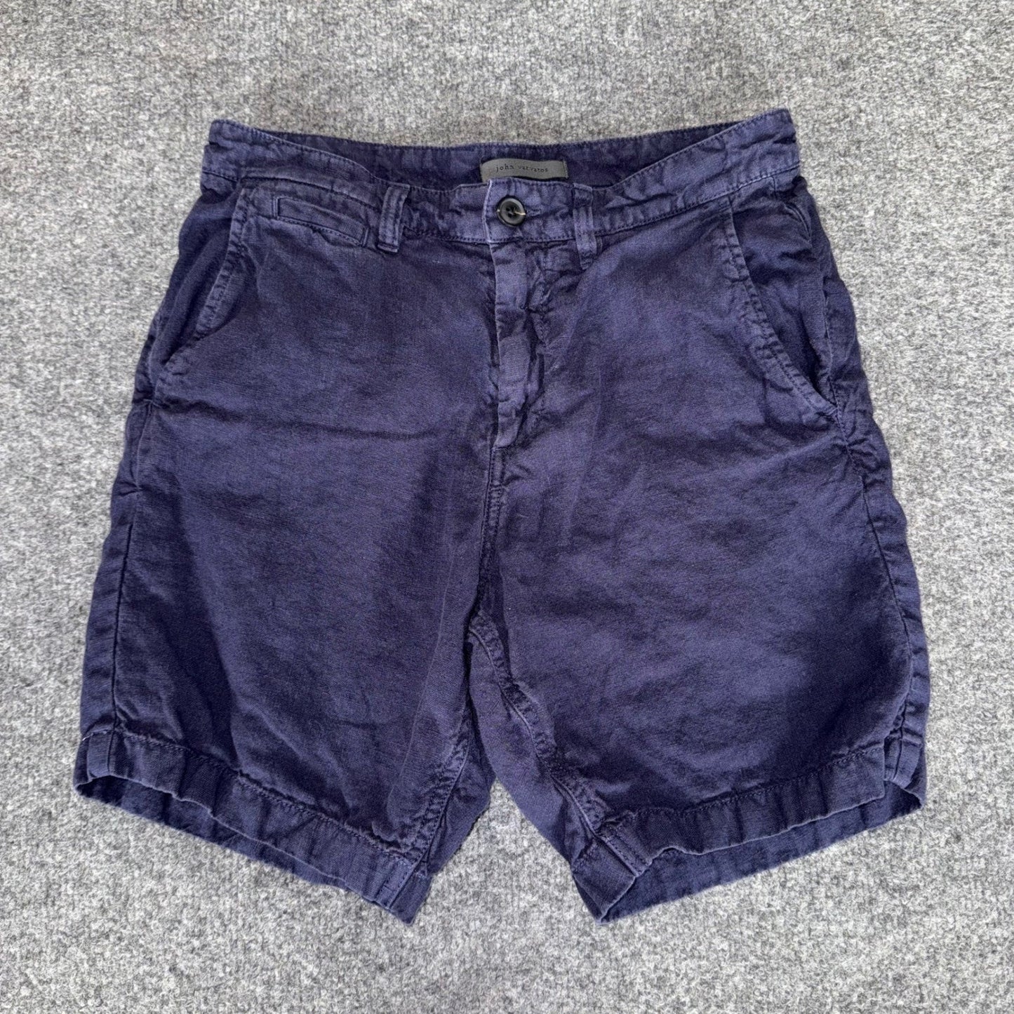 John Varvatos Shorts Mens 29 Blue Linen Blend Flat Front Casual Summer Comfort