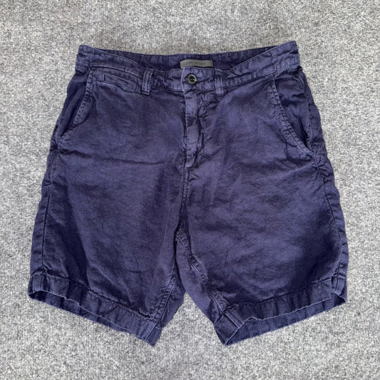 John Varvatos Shorts Mens 29 Blue Linen Blend Flat Front Casual Summer Comfort