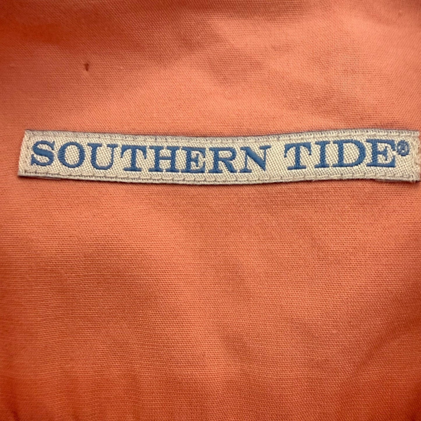 Southern Tide Mens Large Coral Pink Long Sleeve Button Down Shirt Cotton Casual