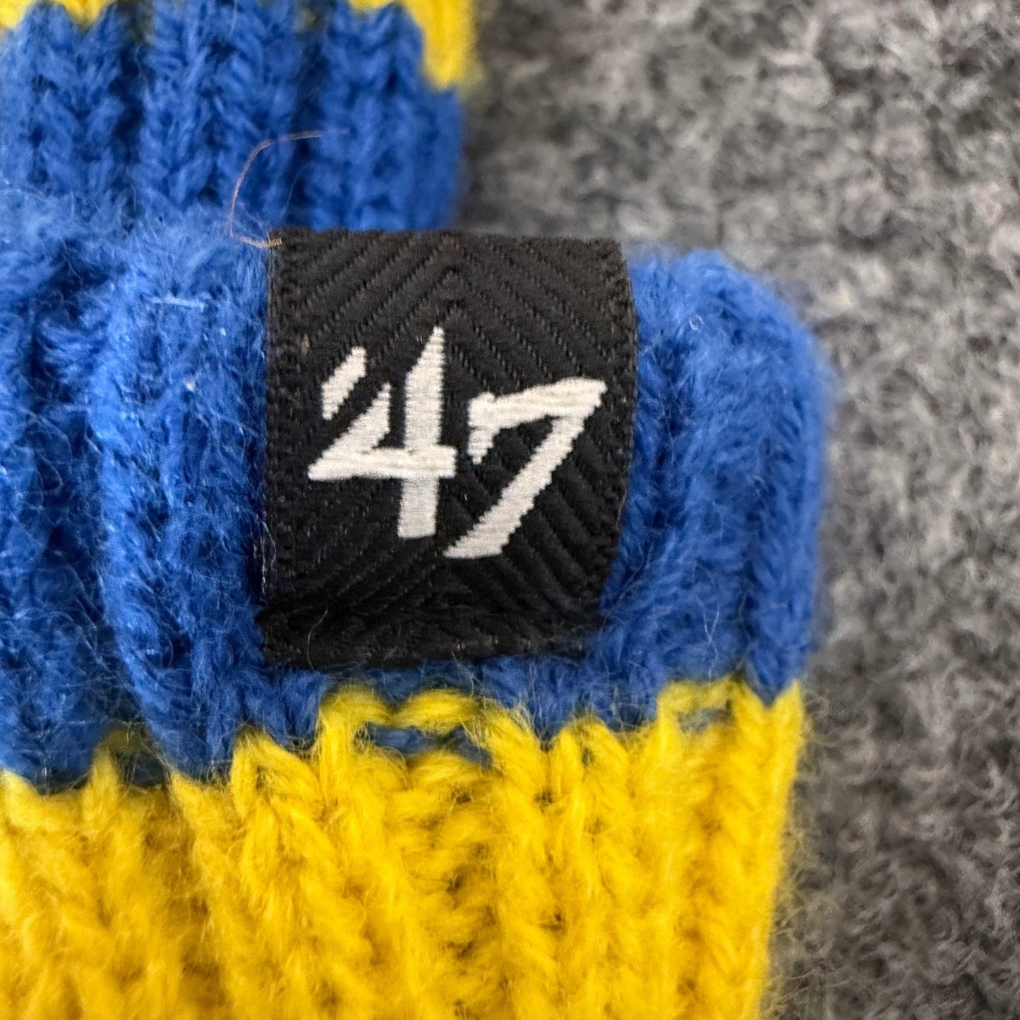 47 Brand Los Angeles Rams NFL Beanie Mens Blue Yellow Knit Pom Cuffed Hat OSFA