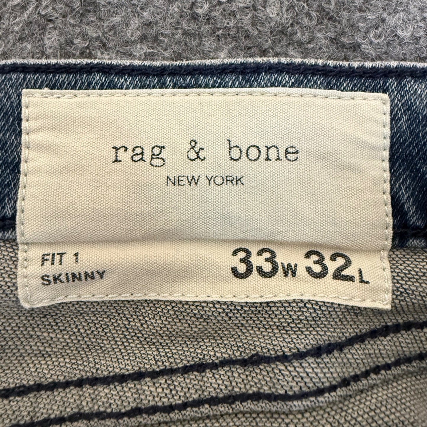 Rag Bone Fit 1 Skinny Jeans Mens 33x32 (Fits 32x30) Blue Denim Streetwear Casual