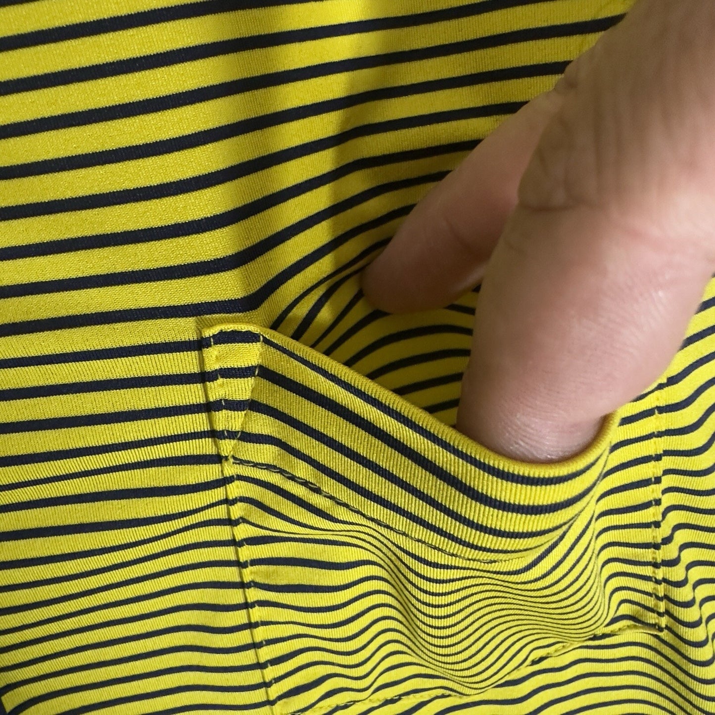 RLX Ralph Lauren Polo Shirt Mens XL Yellow Striped Short Sleeve Stretch Adult