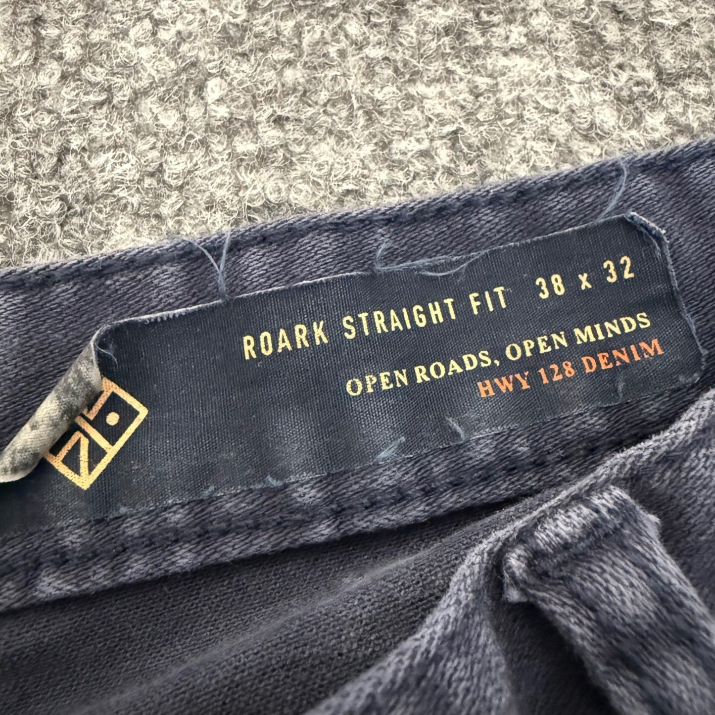 Roark HWY 128 Denim Jeans Men 38x32 (Fits 37x31) Navy Blue Straight Fit Everyday