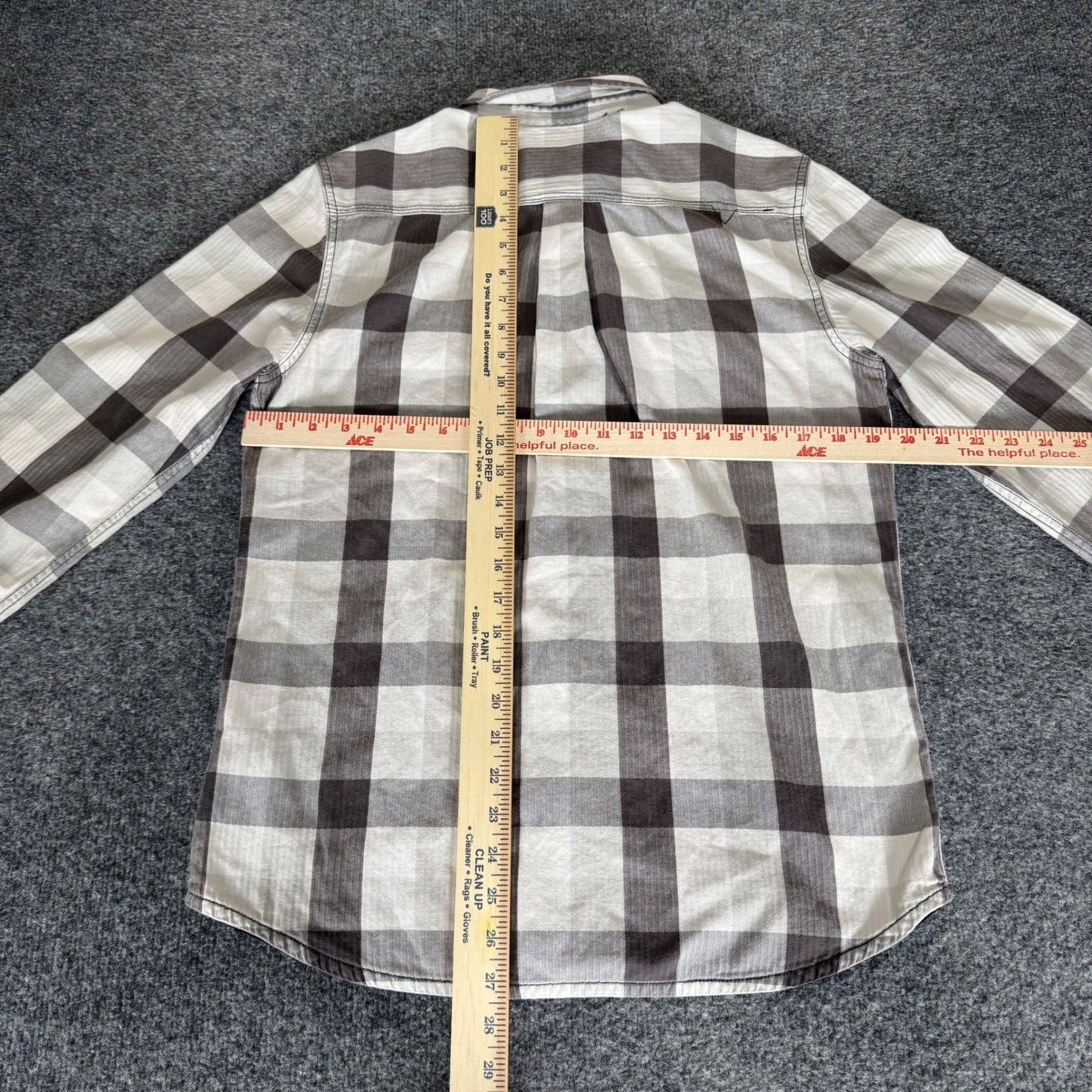Vans Off The Wall Mens Medium Grey Plaid Flannel Button Up Shirt Skate Casual