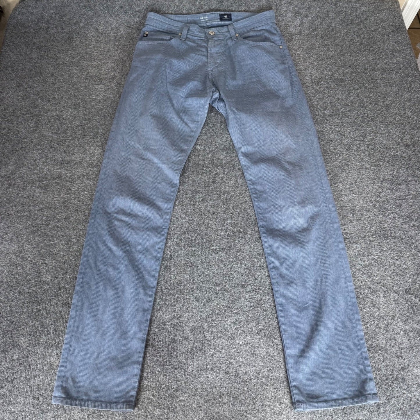 AG Adriano Goldschmied The Tellis Modern Slim Blue Glen Plaid Pants 31x34 Mens