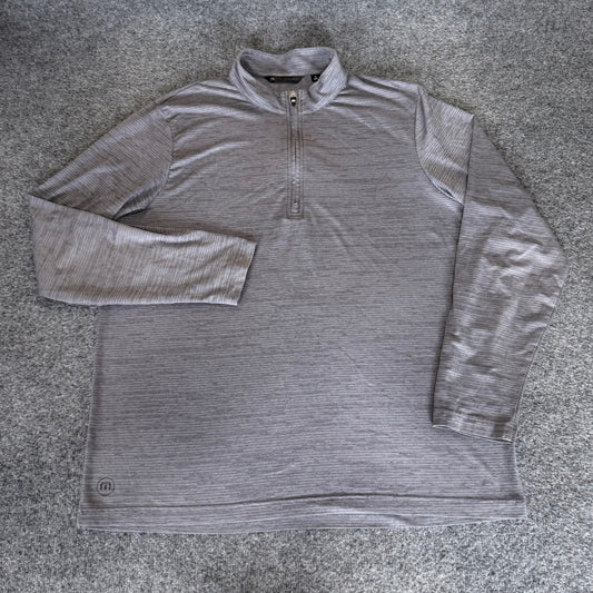 TravisMathew Mens XL Gray 1/4 Zip Pullover Golf Sweatshirt Performance Casual